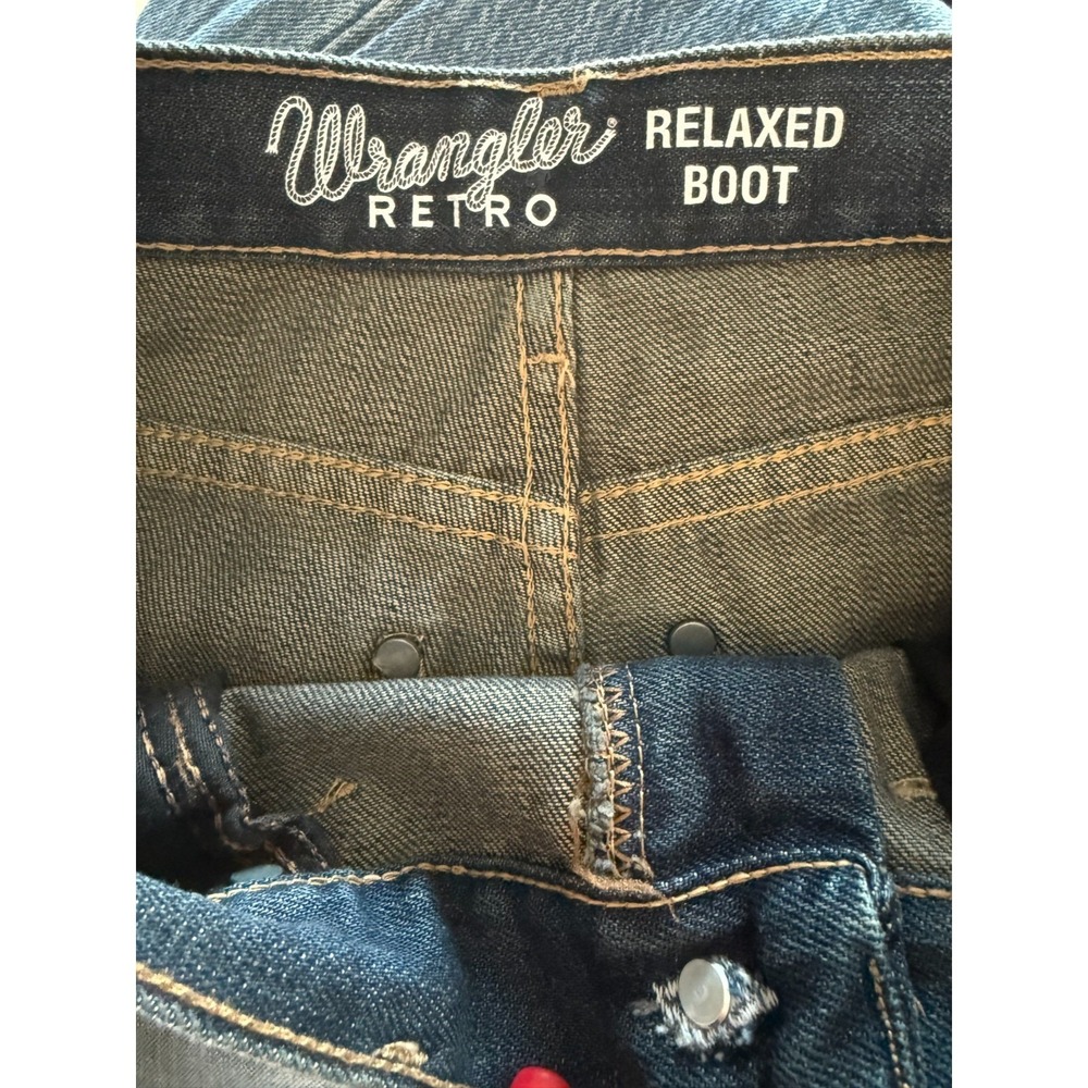 Wrangler Retro Relaxed Boot Denim Jeans Slim Medium Wash Youth Boys 14 28x29 - Picture 3 of 8